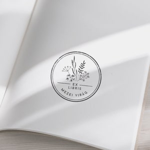 WILD FLOWER Exlibris stamp,   Book Stamp,Personalized Stamp,Custom,Unique Personal Stamp,Ex-Libris Rubber Stamp, Custom Stamp,Sceau