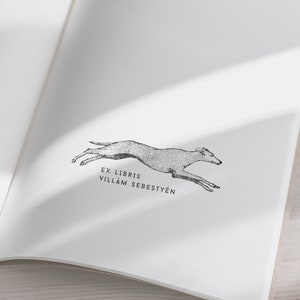 GREYHOUND Exlibris stamp,   Book Stamp,Personalized Stamp,Custom,Unique Personal Stamp,Ex-Libris Rubber Stamp, Custom Stamp,Sceau
