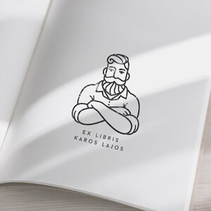 MARK MUSTACHE Exlibris stamp,   Book Stamp,Personalized Stamp,Custom,Unique Personal Stamp,Ex-Libris Rubber Stamp, Custom Stamp,Sceau