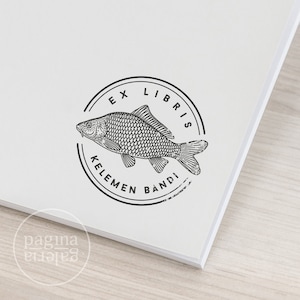 Andy Carp Exlibris stamp,   Book Stamp,Personalized Stamp,Custom,Unique Personal Stamp,Ex-Libris Rubber Stamp, Custom Stamp,Sceau