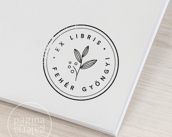 WHITE PEARL Exlibris stamp,   Book Stamp,Personalized Stamp,Custom,Unique Personal Stamp,Ex-Libris Rubber Stamp, Custom Stamp,Sceau