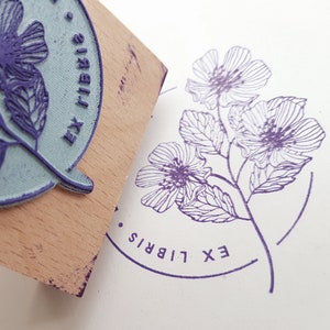 FLOWER VALLEY Exlibris stamp, Book Stamp,Personalized Stamp,Custom,Unique Personal Stamp,Ex-Libris Rubber Stamp, Custom Stamp,Sceau imagen 4