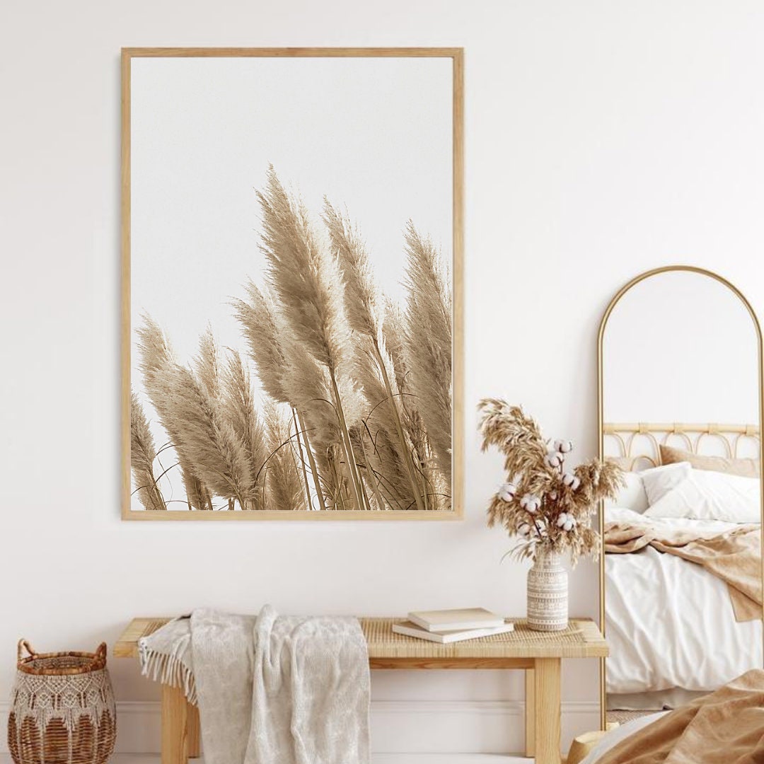 Neutral Beach Prints pampas grass Boho wall art dried grass Etsy