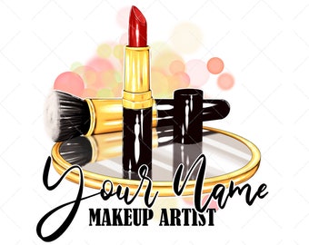 Custom Makeup Artist Logo Design: Premade Beauty Logo (PNG Digital File)
