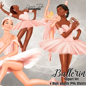 Ballerina Clipart Set, Ballet Clipart, Dance Clipart, Princess Doll Clipart Theme PNG, Gymnastics Clipart, Invitation, Girl Planner Stickers
