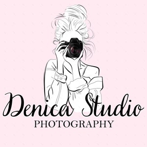 Custom Photography Logo, Photographer Logo, Premade Photography Logo Design, PNG Camera Logo, Girl with camera, Custom Logo Photography Logo