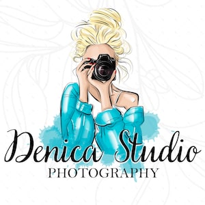 Custom Photography Logo, Photographer Logo, Premade Photography Logo Design, PNG Camera Logo, Girl with camera, Custom Logo Photography Logo