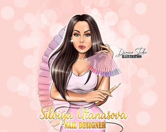 Custom Nail Artist Logo: Premade Avatar Portrait (Digital File)