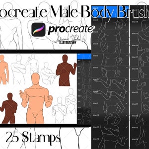 Männliche Körper Posen: Procreate Stempel Pinsel (Digitaler Download)