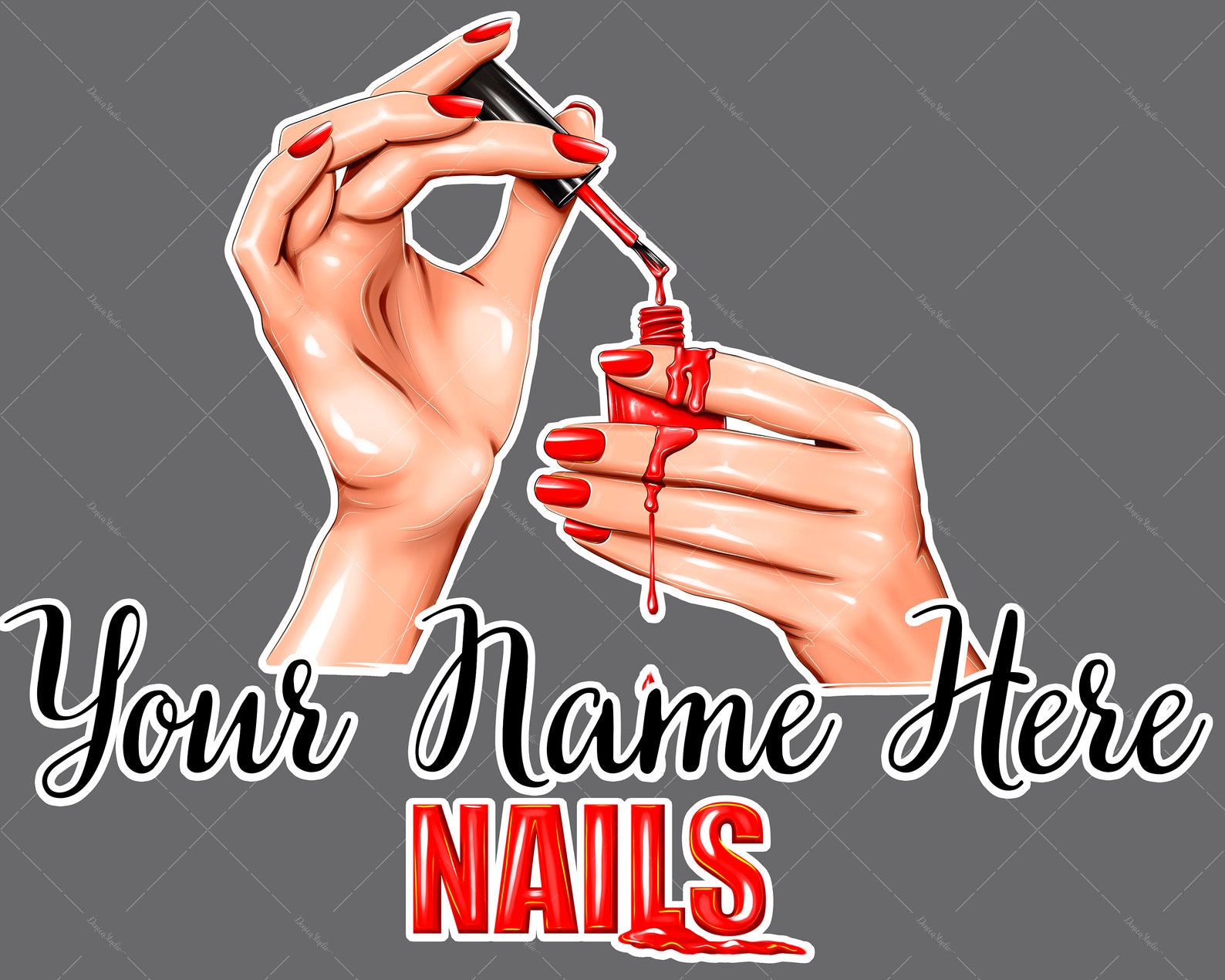 Custom Nail Artist Logo, Nail Logo, Premade Nails Logo Design, PNG