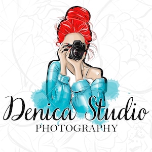 Custom Photography Logo, Photographer Logo, Premade Photography Logo Design, PNG Camera Logo, Girl with camera, Custom Logo Photography Logo