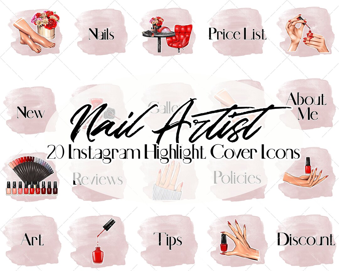 Nail Artist Instagram Story Highlight Covers, Highlight Icons, Nail