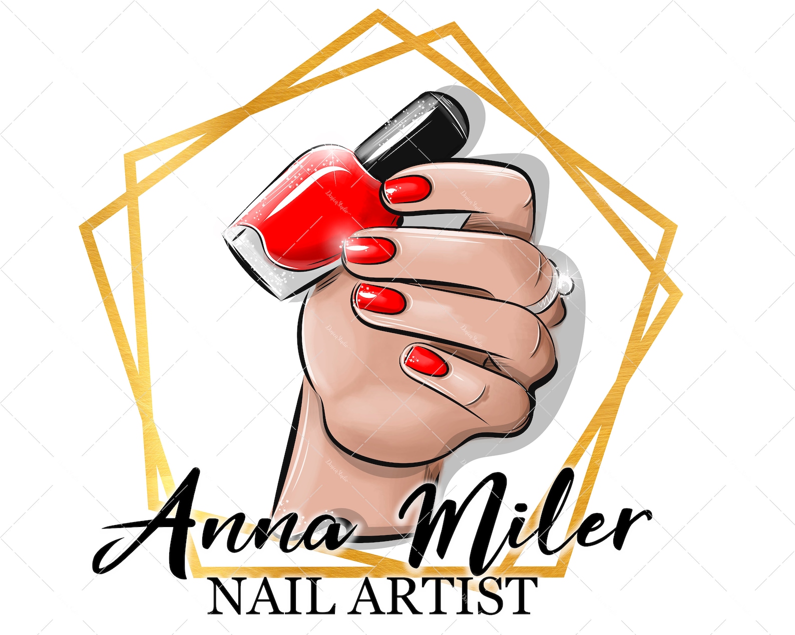 Custom Nail Artist Logo, Nail Logo, Premade Nails Logo Design, PNG