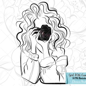 Girl With Camera Clipart Set, Photographer Clipart Photography Clipart ...