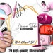 Nail Artist Clipart Set, Nail polish Clipart Nails Clipart Theme PNG Manicure Clipart Invitation Planner Stickers Nail Polish Logo Design 