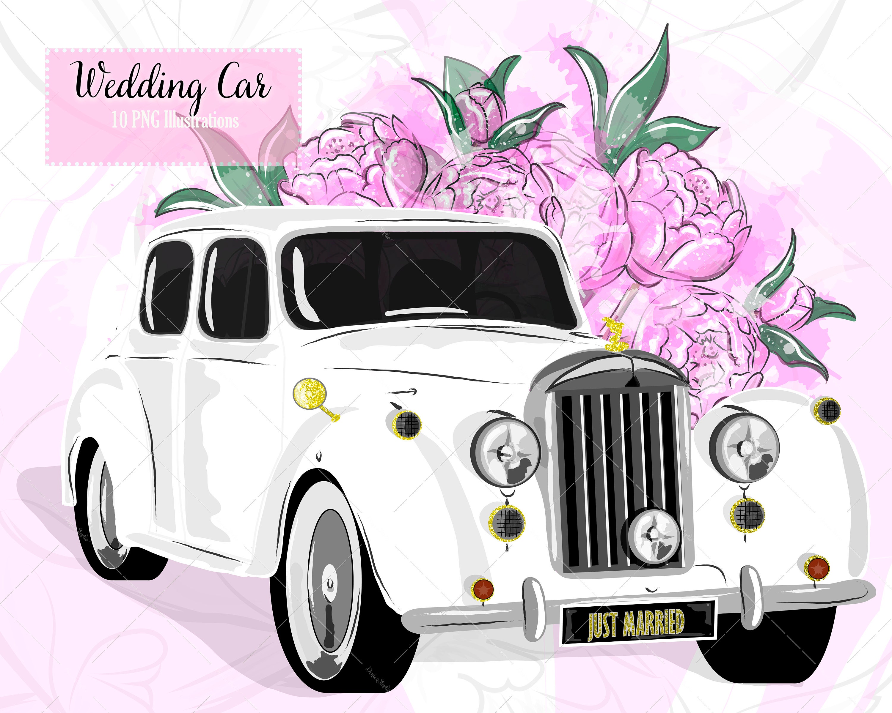 Just Married Car, Black And White Royalty Free SVG, Cliparts, Vectors, and  Stock Illustration. Image 14214904.