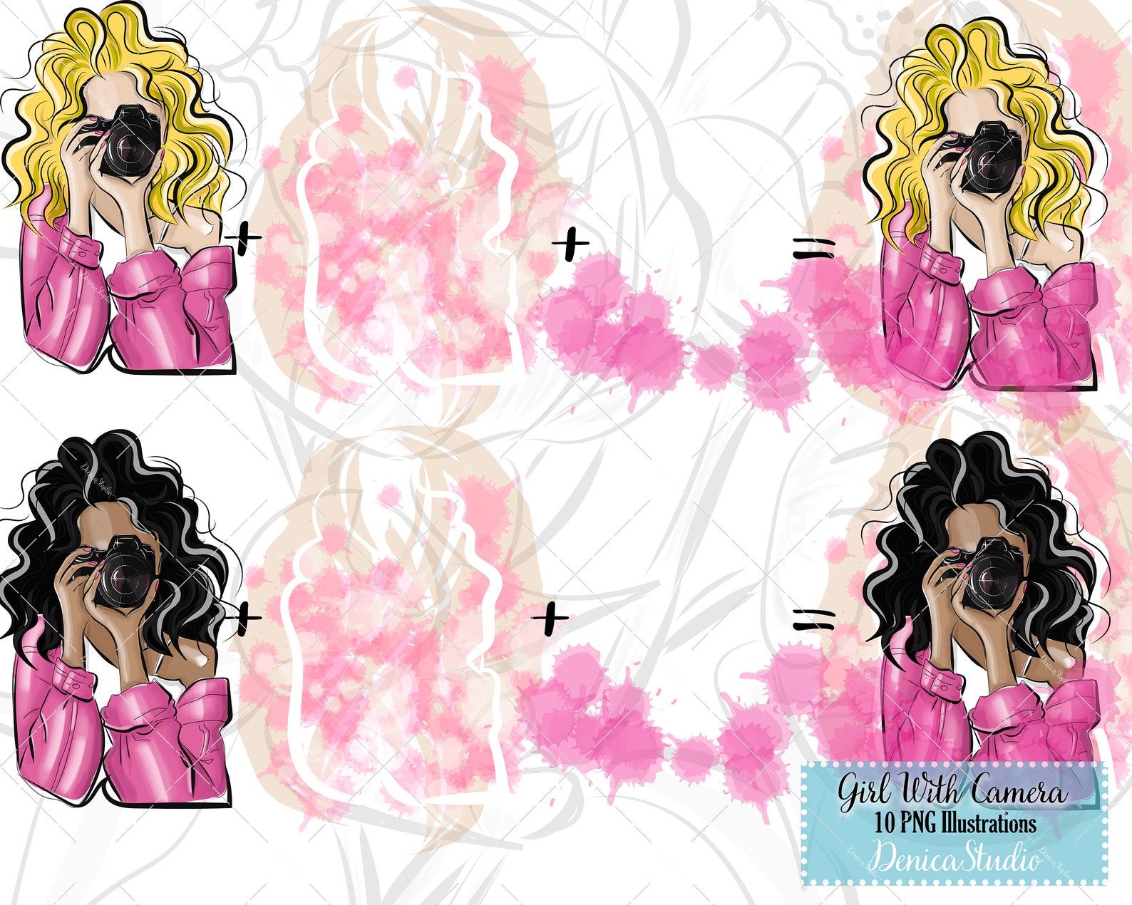 Girl With Camera Clipart Set Photographer Clipart Photography - Etsy