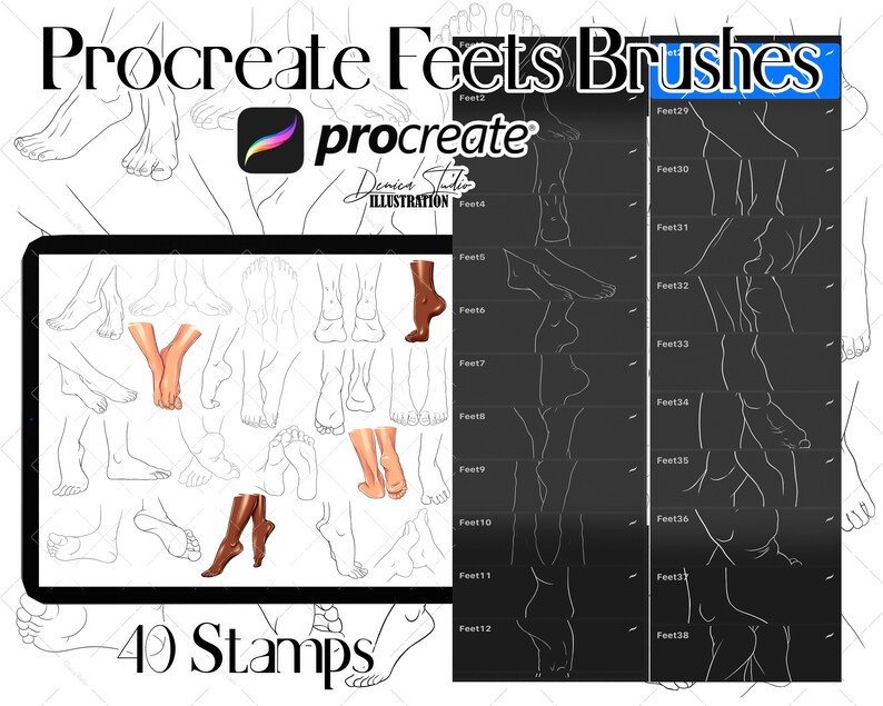 Procreate Legs Procreate Feet Stamps: 40 Body Poses Brushes (digital Download) - Etsy