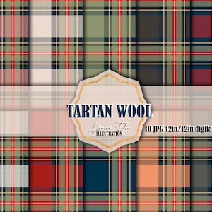 Tartan Wolle Stoffe Seamless Pattern Collection Scrapbook Papier Digital Hintergrund druckbar Papier Stoff Weihnachten Design Textiles Muster