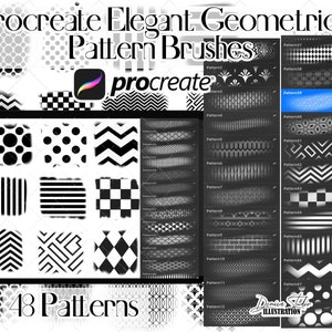 Procreate ブラシ、幾何学模様ブラシ、Procreate スタンプ、Procreate パターン、Procreate 水玉模様 Procreate エレガント模様ブラシ