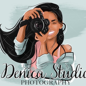 Custom Photography Logo, Fotograf Logo, Premade Photography Logo Design, PNG Kamera Logo, African American Girl Logo, Fotografie Logo
