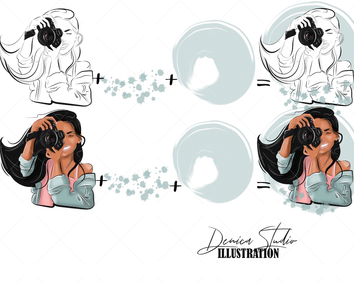Girl With Camera Clipart Set Photographer Clipart Photography - Etsy