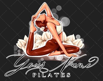 Custom Pilates Logo Design: Woman Avatar, PNG Fitness Logo (Digital File)
