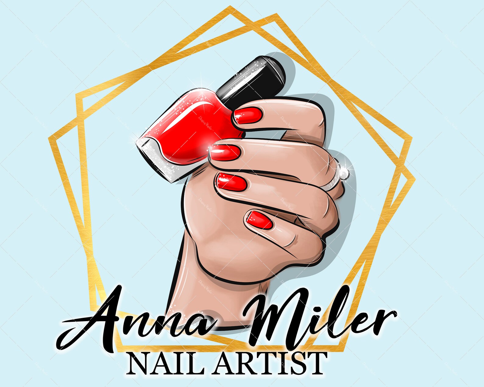 Custom Nail Artist Logo, Nail Logo, Premade Nails Logo Design, PNG
