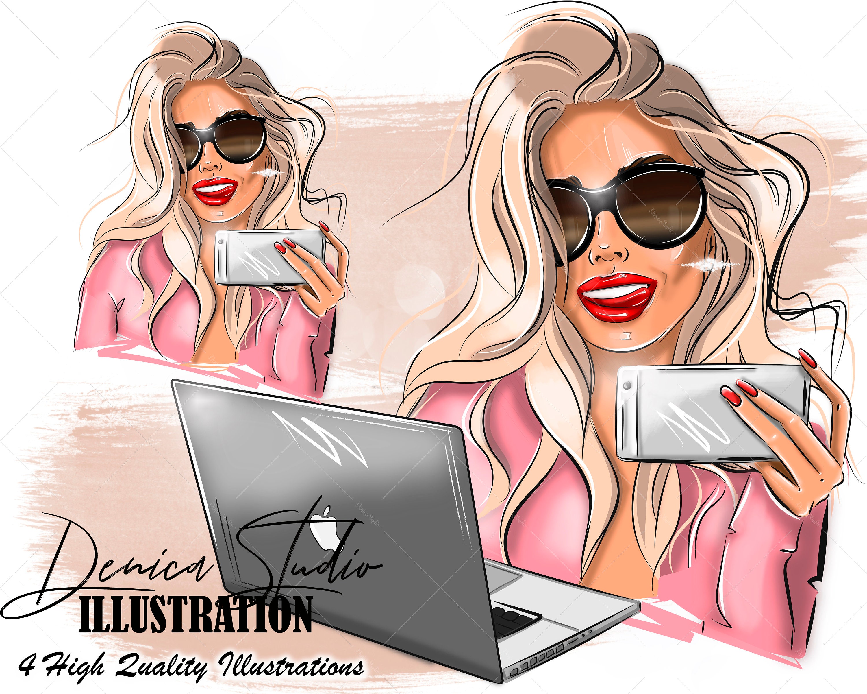 Social media girl clipart set influencer clipart fashion girl etsy uk
