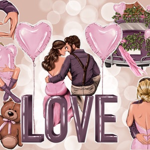 St Valentine&#39;s Clipart Set, Valentine&#39;s Clipart Saint Valentine Theme PNG Love Clipart Invitation  Planner Stickers, Couple Stickers