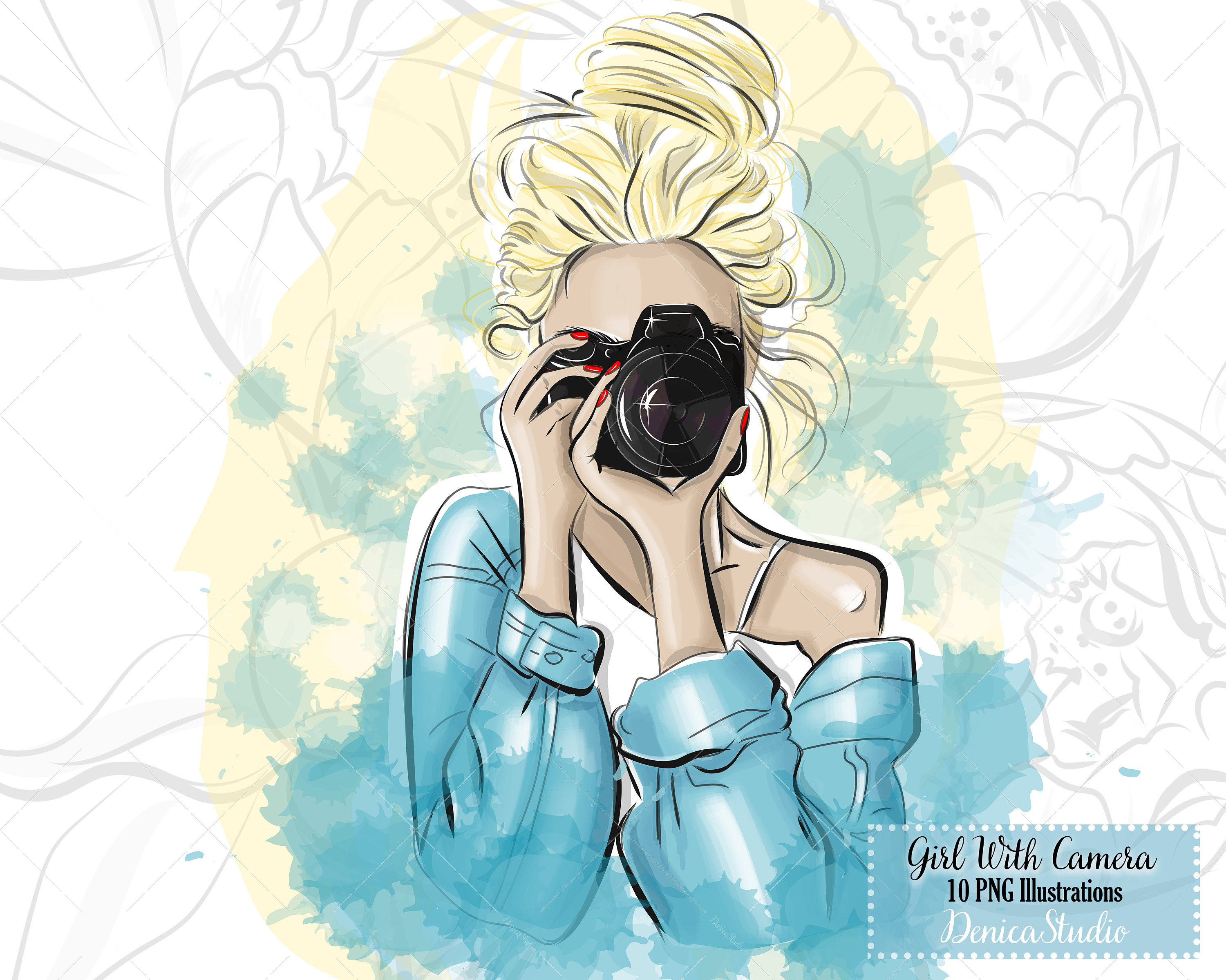 Girl With Camera Clipart Set Photographer Clipart Photography Etsy