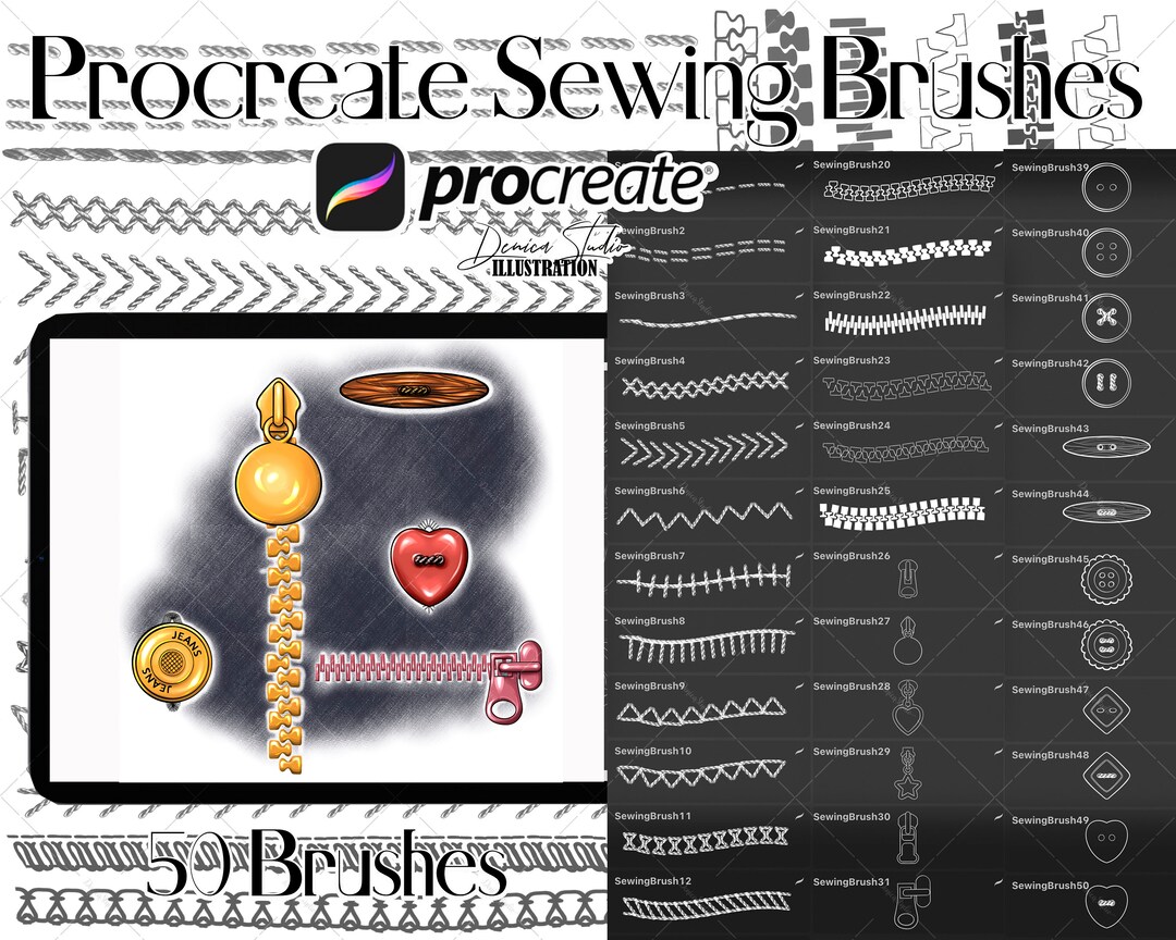Procreate Brushes, Sewing Brushes, Procreate Brushes, Fashion Design
