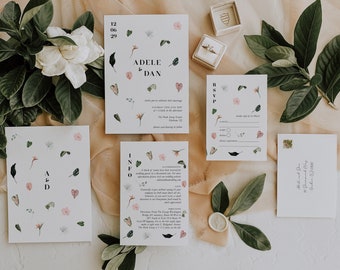 Tropical Wedding Invitation: Exotic Leaf Print, Destination Wedding (5x7)