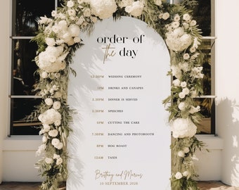 Arched Wedding Order of Events Sign: Modern Minimalist Timeline