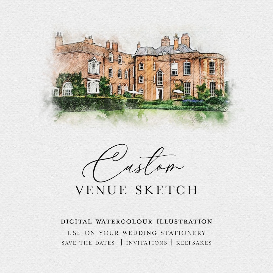 Custom Venue Wedding Illustration, Anniversary or Wedding Gift Keepsake ...