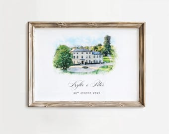 Custom Venue Wedding Illustration, Anniversary or Wedding Gift Keepsake, Use on your Wedding Invites, Watercolour Illustration Sketch