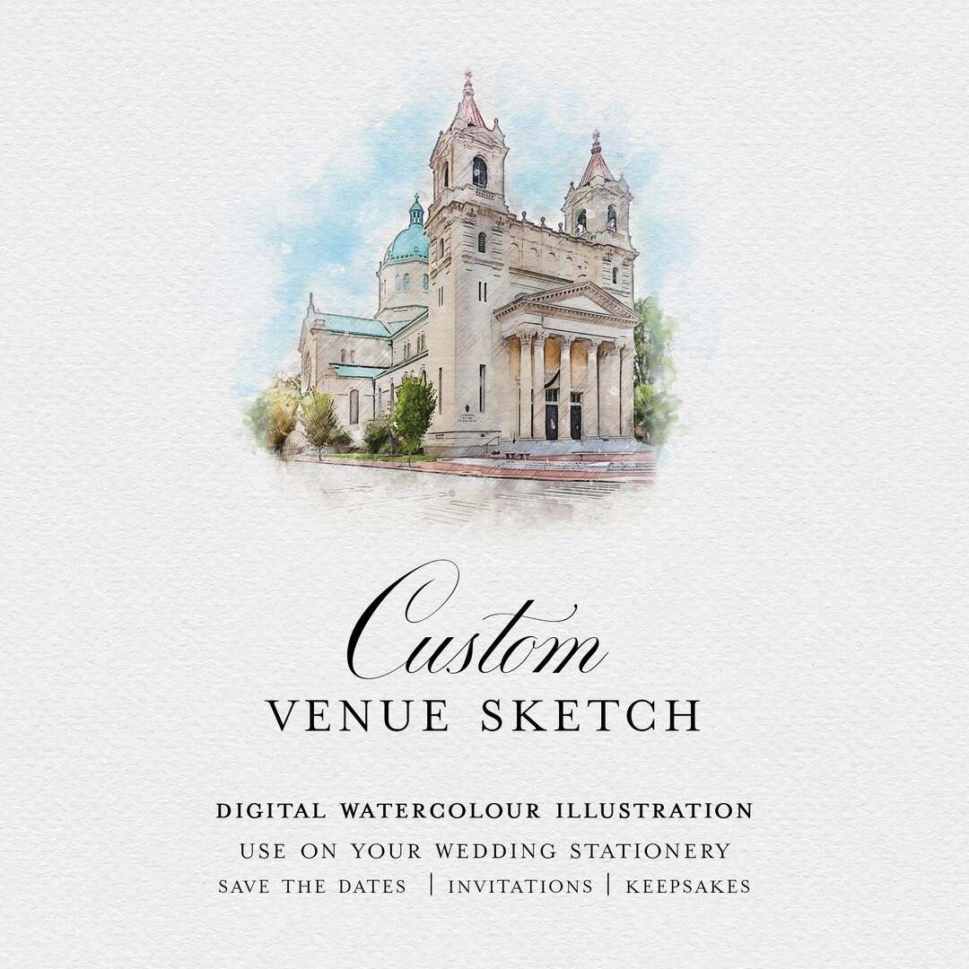 Custom Venue Wedding Illustration, Anniversary or Wedding Gift Keepsake ...