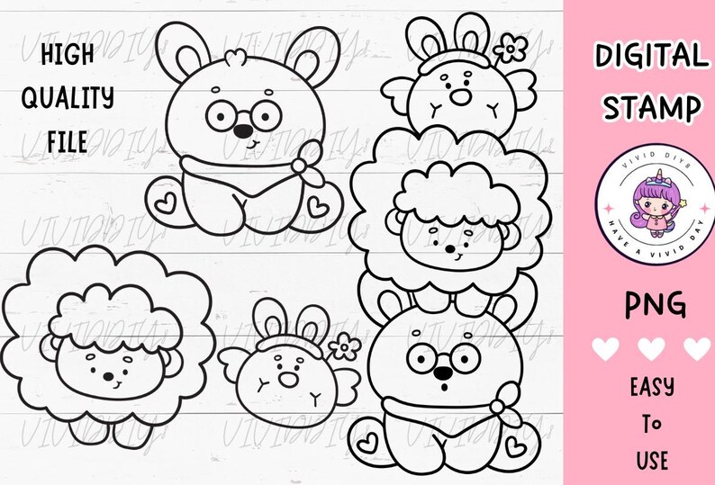 Digi Rabbit Digi Stamps-rabbit Stamp for Kid,png Clipart,easter Digi Stamps Lets ...