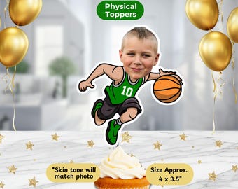 Basketball Player Personalized Face Cupcake Topper Handmade, Custom Sports Party Decor, Birthday Topper.