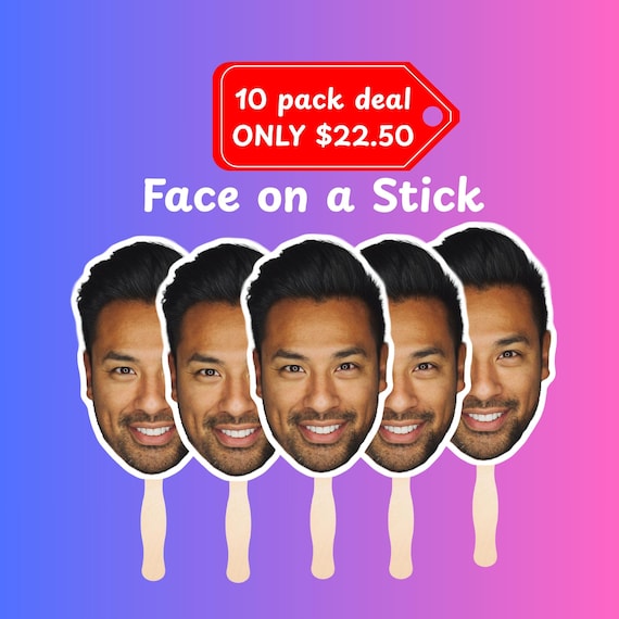 Custom Big Head on a Stick - Big Face Cutout, Photo Booth Prop, Big Head Birthday, Funny Party Face Prop, Sporting Events, Bachelorette