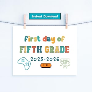 First Day of Fifth Grade Sign, Kids 1st Day of Fifth Grade, Welcome Back to School, Boy Fifth Grade Sign, First day school, Back School