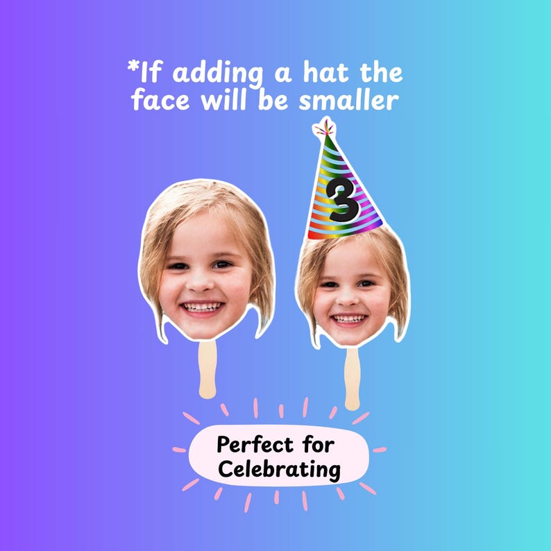 Custom Big Head on a Stick - Big Face Cutout, Photo Booth Prop, Big Head Birthday, Funny Party Face Prop, Sporting Events, Bachelorette bild 5