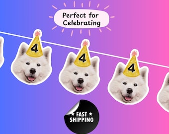 Custom Pet Face Banner - Personalized Party Photo Prop, Dog Party Decor, Custom Pet Photo Decoration, Pup Party, Cat Birthday
