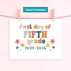First Day of Fifth Grade Sign, Kids 1st Day of Fifth Grade, Welcome Back to School, Girl Fifth Grade Sign, First day school, Back School