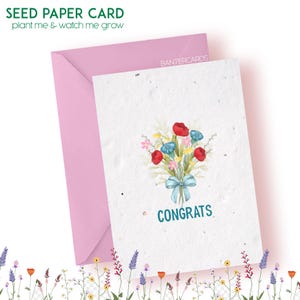 Parabéns, cartão de felicitações semeado e plantável - cartões ecológicos