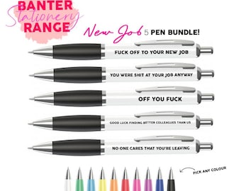 Pennenbundel nieuwe baan - bundel van 5 pennen - grappige pennen - grappige cadeaus nieuwe baan - promotiecadeaus