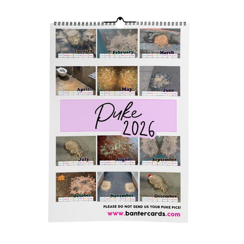Puke 2026 Calendar Funny Calendar Funny Planer Etsy Australia