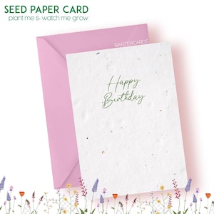 Tarjeta de felicitación de feliz cumpleaños con semillas y plantable - Tarjetas ecológicas