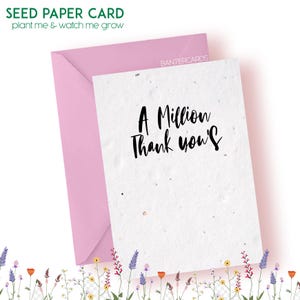 Tarjeta de felicitación sembrable con semillas y un millón de "Gracias" - Tarjetas ecológicas