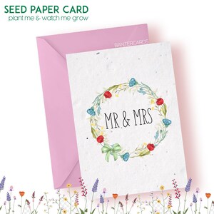 Tarjeta de felicitación plantable con semillas de Sr. y Sra. - Tarjetas ecológicas